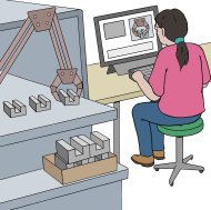 Metallarbeiterin an einer Menschine