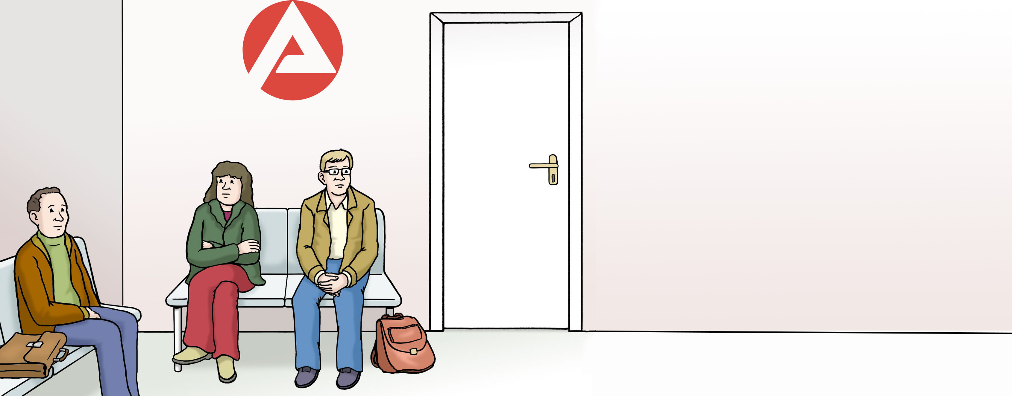 Menschen im Wartebereich des Arbeitsamtes