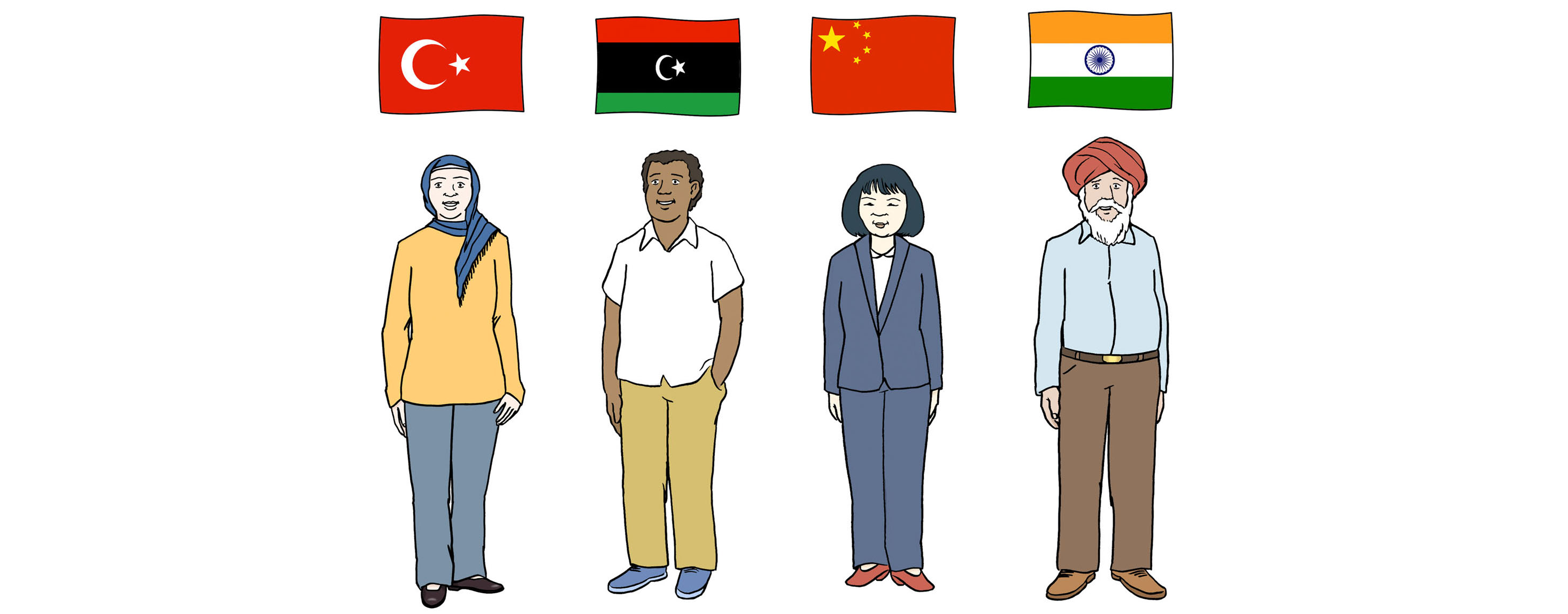 Menschen verschiedener Staatsangehörigkeiten